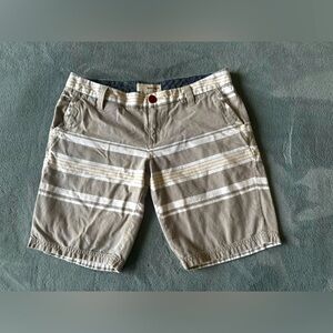 Burton Men's Striped Shorts - 100% Cotton - Grey, Tan, White - Size 3 / 26 Waist